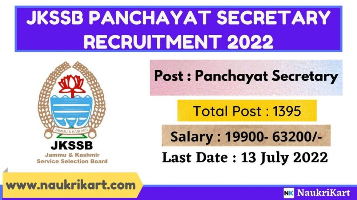 JKSSB Panchayat Secretary Recruitment 2022 : Application For 1395 ...