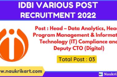 IDBI Various Post Recruitment 2022