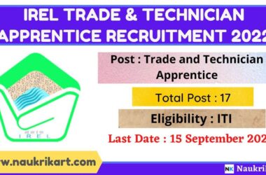 IREL Trade & Technician Apprentice Recruitment 2022