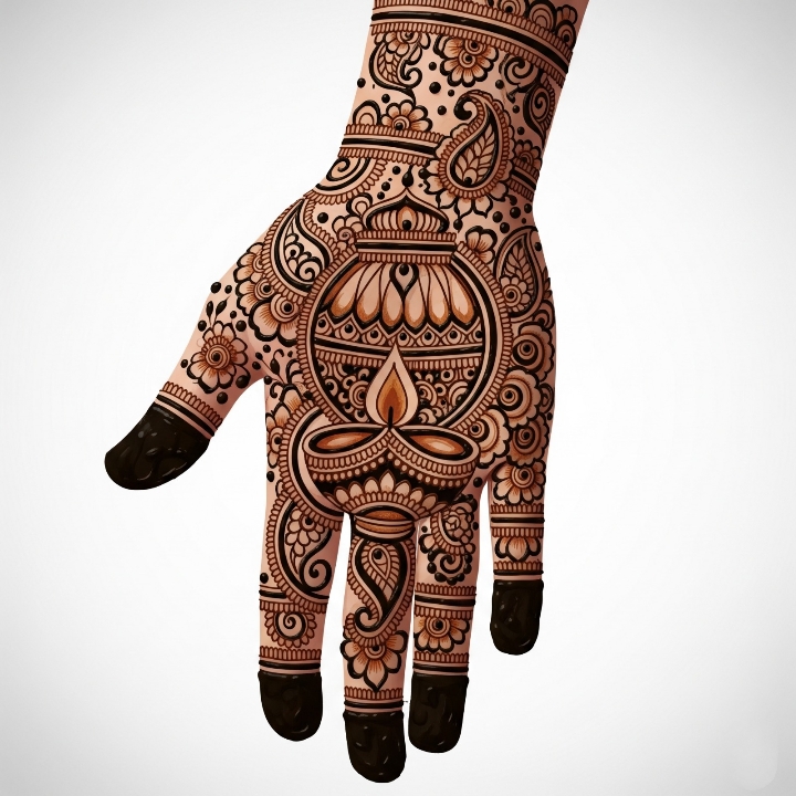 The Kalash Diya Design Full Hand